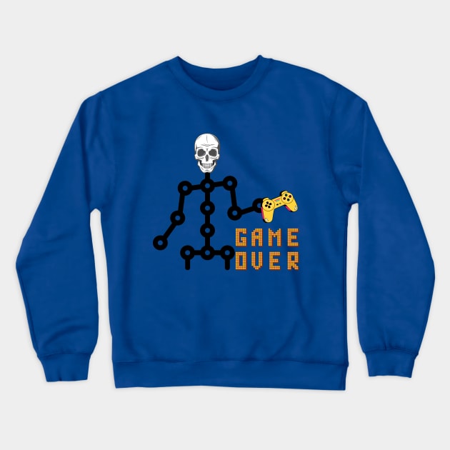 Cool Skeleton Gamer - Your GAME OVER - HALLOWEEN Crewneck Sweatshirt by O.M design